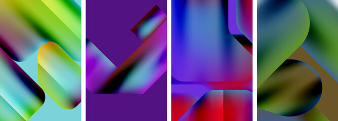 Set of abstract geometric posters. Abstract backgrounds for wallpaper, business card, cover, poster, banner, brochure, header, website