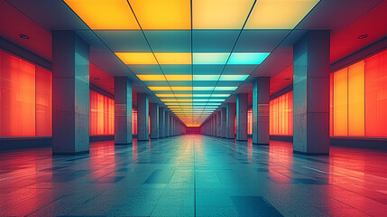 Tunnel - orange and red - 3-d effect - bright colors 