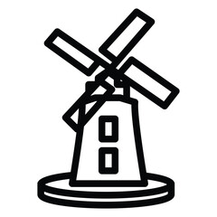 Windmill icon or sign isolated on white background. Mill symbol. Vector illustration.