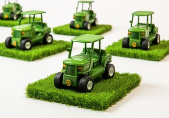 Obraz premium The combine is harvesting. Toy tractor in the field of cereals. Illustration for cover, card, postcard, interior design, banner, poster, brochure or presentation.