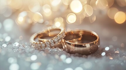 Obraz na płótnie Canvas Eternal Love Captured! Close-Up of Two Gold Wedding Rings, Symbolizing the Sacred Bond of Matrimony. Seize the Moment of Everlasting Commitment!