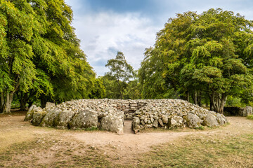 South West Cairn, the entrance, at Clava, near Inverness, Highland, Scotland.