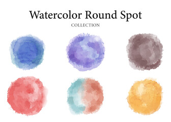 Color watercolor circle set watercolor paper. Vector smear watercolour splash stain