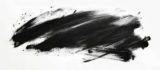 A monochrome brush stroke in black ink on a white background portraying an artistic representation...