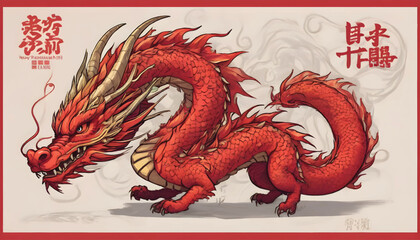 chinese dragon on red
