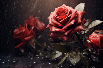 Dreamy red rose wallpapers with atmospheric ambiance for romantic compositions.