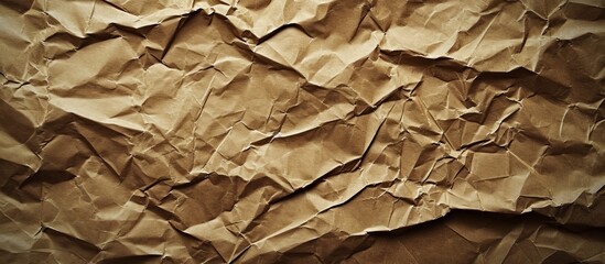 Textured background with wrinkled brown kraft paper, utilized for design or decoration purposes.
