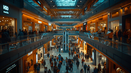 Three story mall - shopping center - multi-level - retail 
