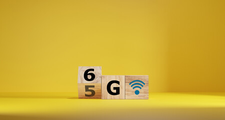Network development concept from 5g to 6g technology.