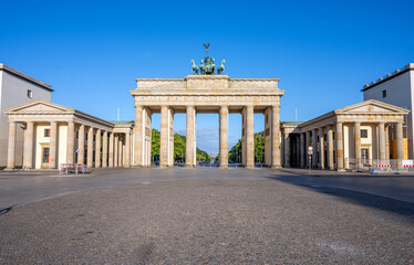 Panorama of the famous Brandenburg Gate in Berlin with no people