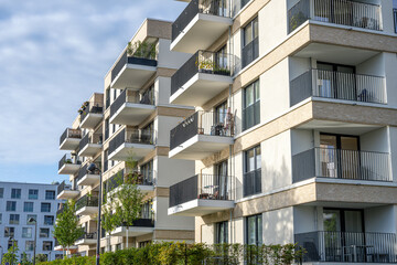 New modern apartment buildings seen in Berlin, Germany