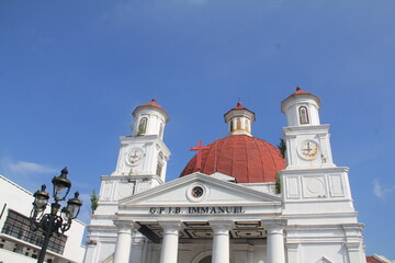 Semarang, Indonesia, 30 December 2023, morning atmosphere at the Blenduk Church in Semarang, still quiet, no tourists yet