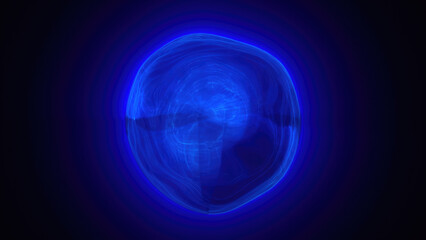 Blue energy plasma futuristic magic round ball sphere. Abstract background