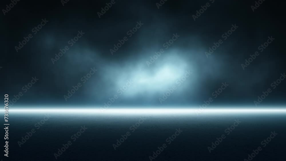 Wall mural realistic dark stage with smoke effect and asphalt floor loop animation.