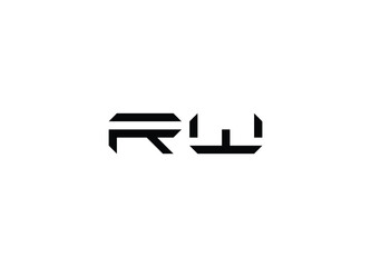 RW Letters Logo Design Slim. Simple and Creative Black Letter Concept Illustration.

