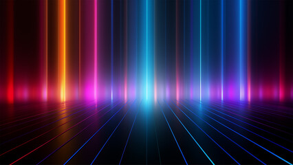 abstract line light neon colorful glowing in the dark background