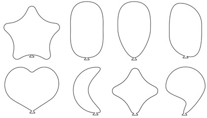 Balloons Set - Cartoon Flat Style. Isolated on White. Vector