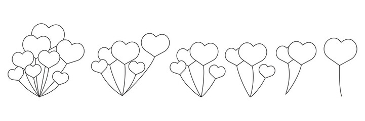 Balloons Set - Cartoon Flat Style. Isolated on White. Vector