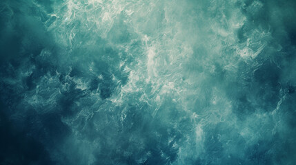 Fototapeta premium Emerald Depths: An Aerial Perspective of Turbulent Ocean Waters - Textured Seascape in Varied Shades of Teal and Aquamarine. AI Generative.