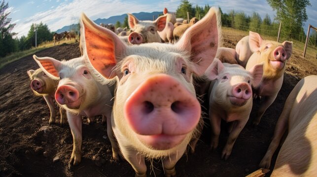 Close-up selfie portrait of a pig.