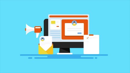 Email sign up newsletter subscription concept, Capture leads with email pop up software, increase customer prospect database with email marketing campaign video animation concept.