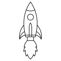 Rocket launch line art element. Can be used for landing page, template, UI, web, mobile app, poster, banner, flyer