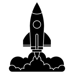 Rocket launch silhouette element. Can be used for landing page, template, UI, web, mobile app, poster, banner, flyer