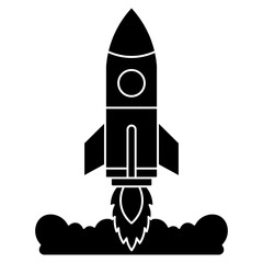 Rocket launch silhouette element. Can be used for landing page, template, UI, web, mobile app, poster, banner, flyer