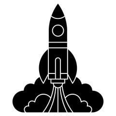 Rocket launch silhouette element. Can be used for landing page, template, UI, web, mobile app, poster, banner, flyer