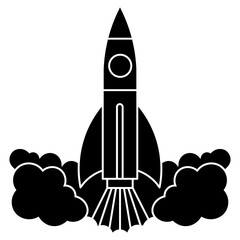 Rocket launch silhouette element. Can be used for landing page, template, UI, web, mobile app, poster, banner, flyer