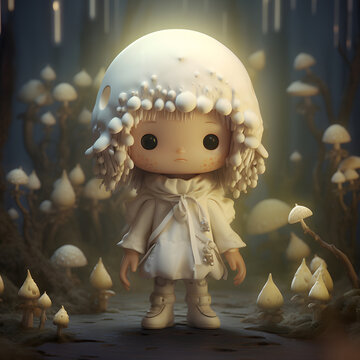 cute mushroom guy white