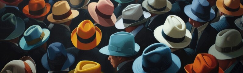 Colorful hats background . Banner - obrazy, fototapety, plakaty