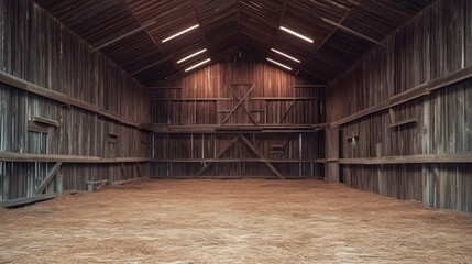 Barn with wooden walls and floor. - 731482332