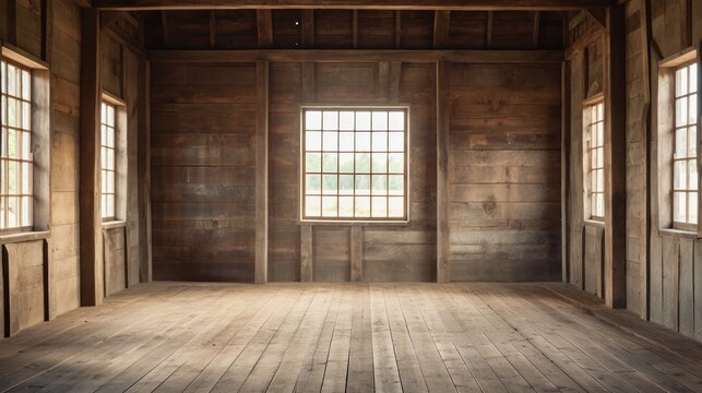 Barn with wooden walls and floor.