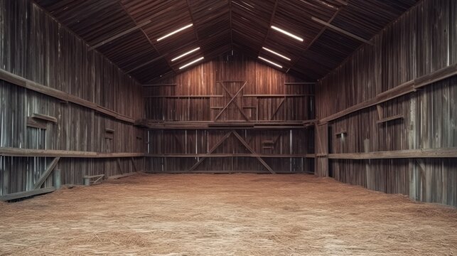 Barn with wooden walls and floor.