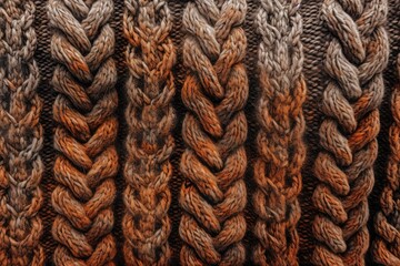 This close-up image showcases the intricate details of a knitted blanket, The dense and rough texture of a woolen sweater, AI Generated
