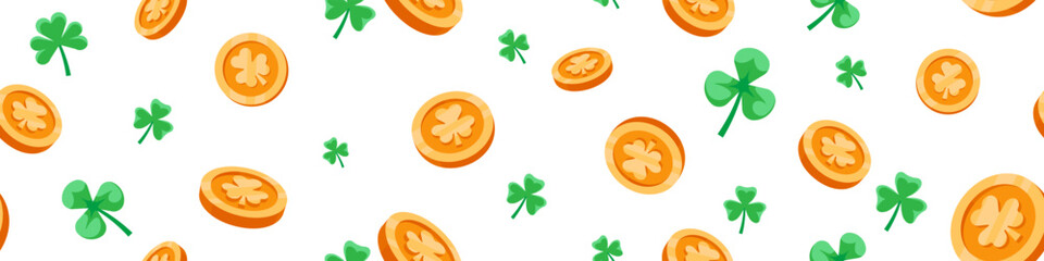 Saint Patrick Day seamless pattern. Patrick Day pattern. Irish background. - obrazy, fototapety, plakaty