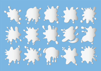 Vector set of milk blobs. Color splatter isolated on white background
