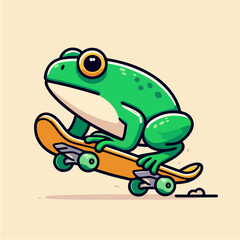 sport animal cool frog jumping on a skateboard wearing a hat vector illustration