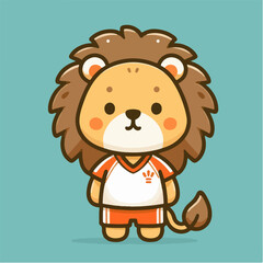 sport animal cute lion wearing sports jersey vector illustration