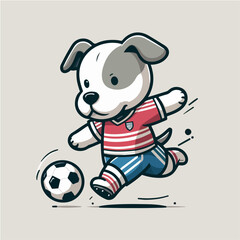 sport animal cute dog playing soccer wearing a jersey vector illustration