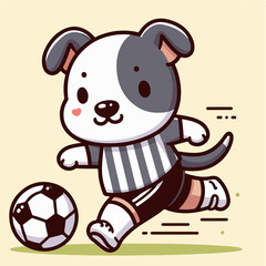 sport animal cute dog dribbling a ball soccer wearing a jersey vector illustration