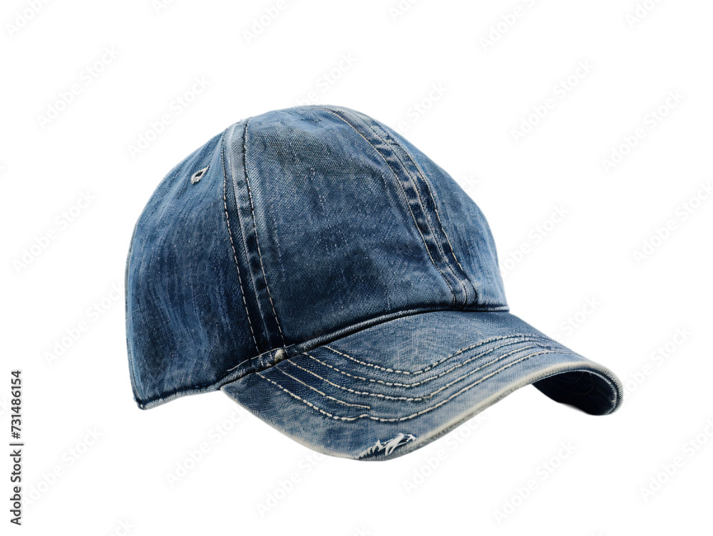 Wall mural Baseball cap mockup made of jeans isolated on transparent background