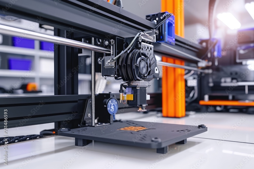 Poster a machine sits on a table, providing a practical and versatile tool for accomplishing diverse tasks 