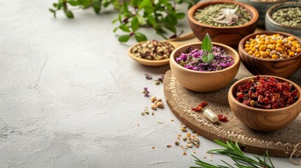 Obraz na płótnie Canvas Traditional Chinese medicine herbal ingredients