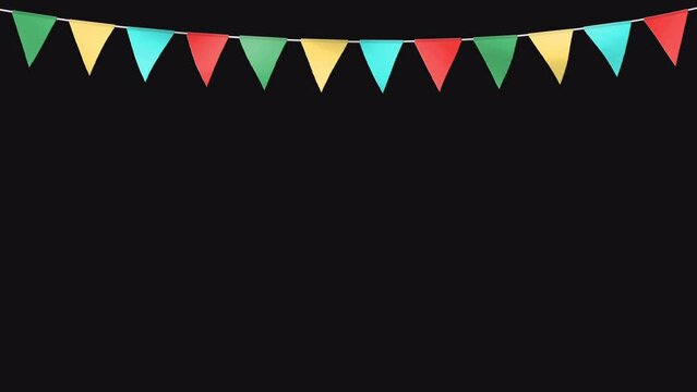 Colorful carnival party flags animation top decoration_looped with an alpha channel