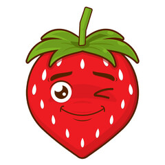 strawberry playful face cartoon cute