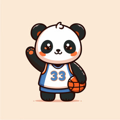 sport animal cute giraffe basketball player wearing jersey waving hand vector illustration