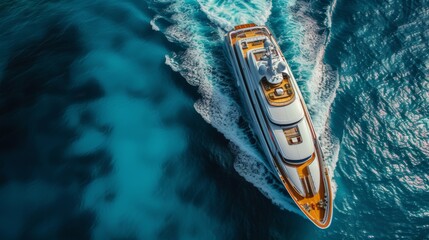 Luxury super yacht sailing in the sea or ocean - obrazy, fototapety, plakaty