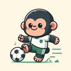 Obraz premium sport animal cute gorilla football player dribbling ball vector illustration